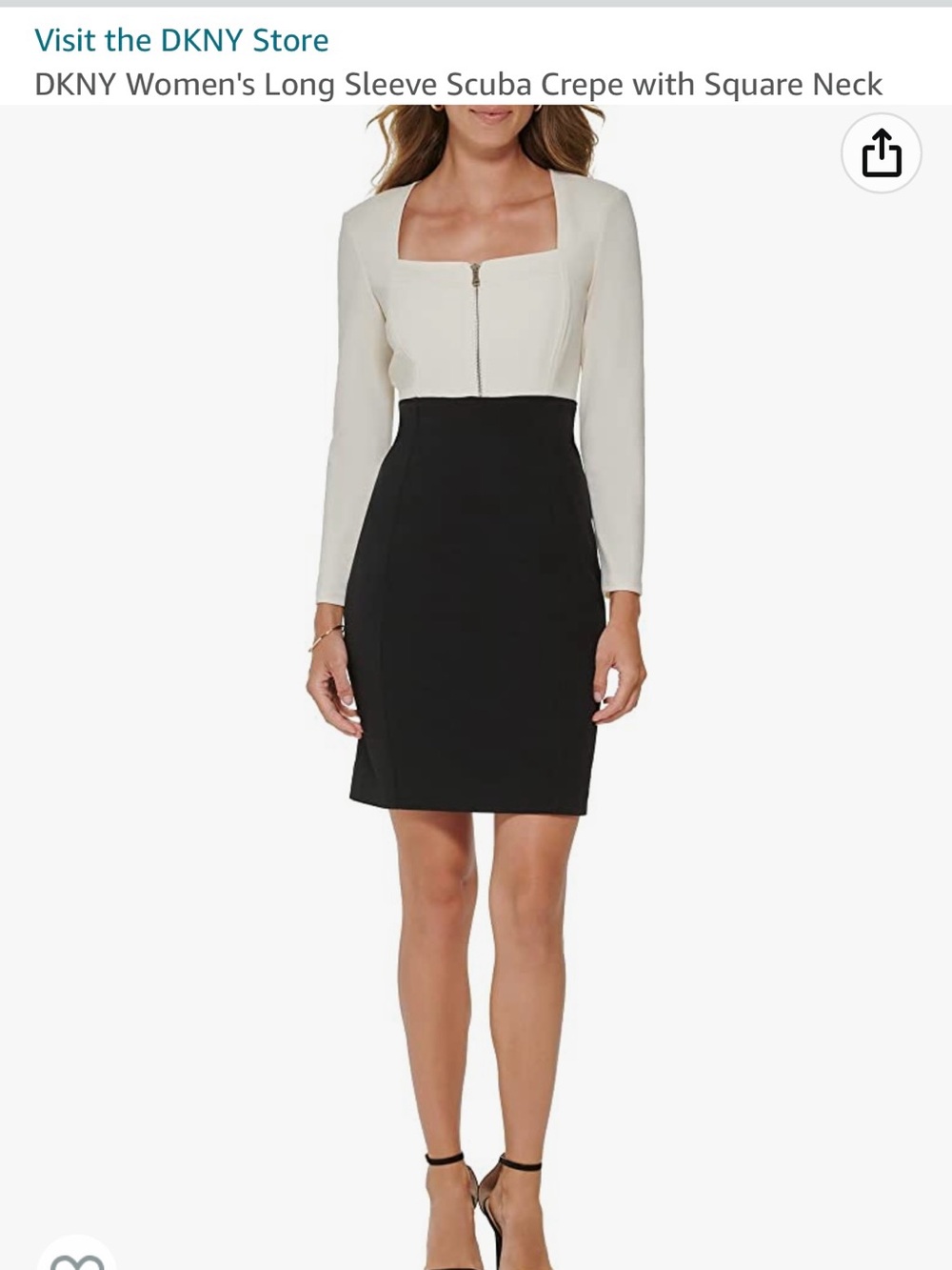DKNY Two-Tone Black and White Long-Sleeve Sheath Dress